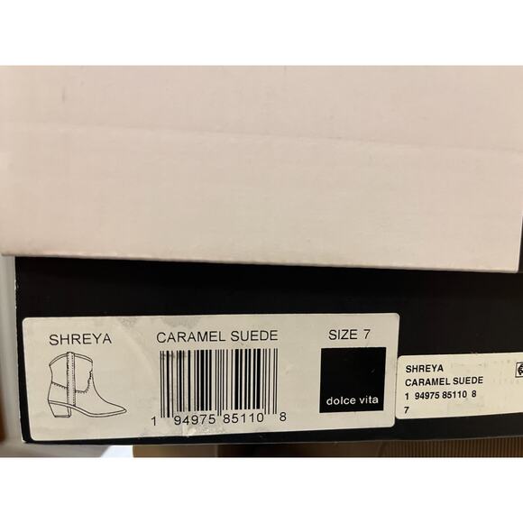 Dolce Vita Shreya Western Ankle Boots, Size 7 Cream Block Heel – New w/ Box - Picture 6 of 6